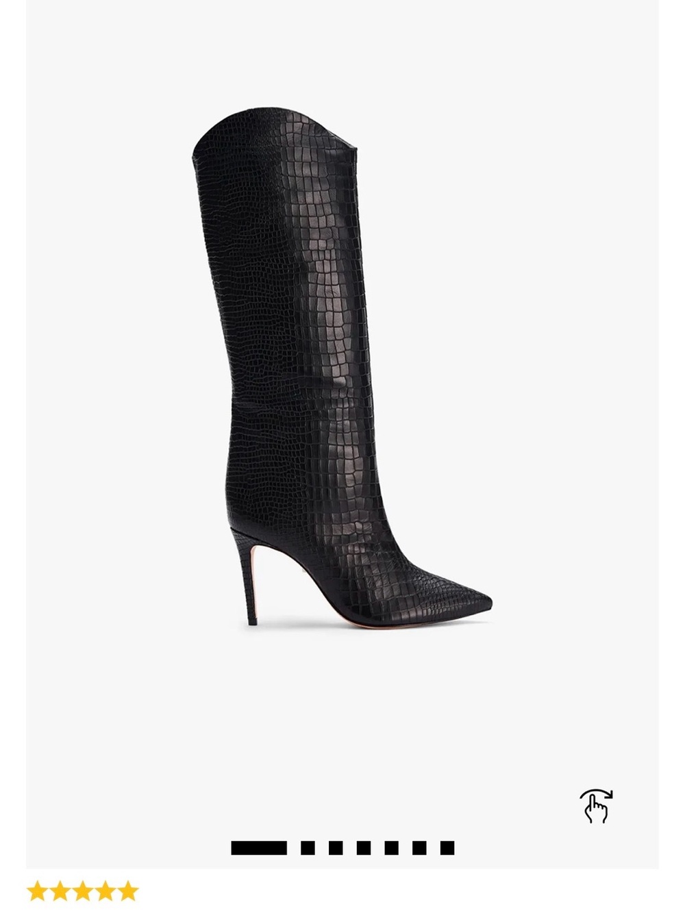 Schutz Croc-Embossed Black Knee-High Stiletto Boot